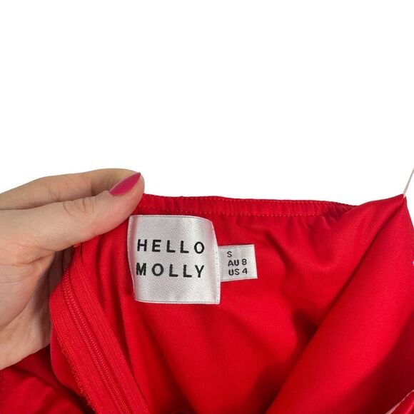 Hello Molly Red Off Shoulder Ruched Mini Dress Cocktail Womens Small AU 8 US 4 - Picture 4 of 7